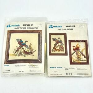 Leewards 1976 2 Packages Sealed Crewel Kits Colorful Pheasants Mailbox Country